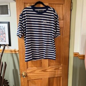 Paper Planes Navy and White Striped Men's Shirt NEW